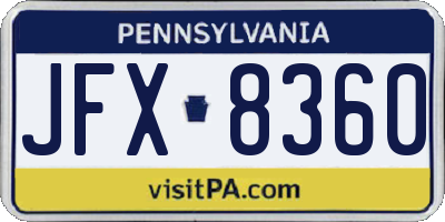 PA license plate JFX8360