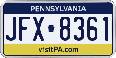 PA license plate JFX8361