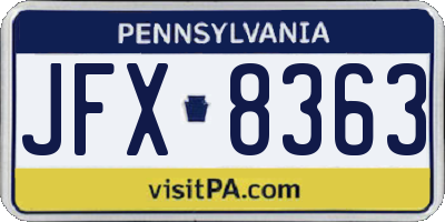 PA license plate JFX8363