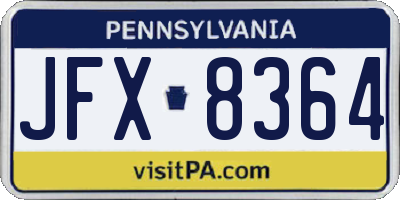 PA license plate JFX8364