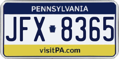 PA license plate JFX8365