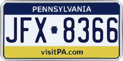 PA license plate JFX8366