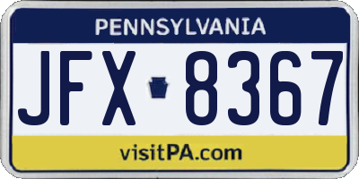 PA license plate JFX8367