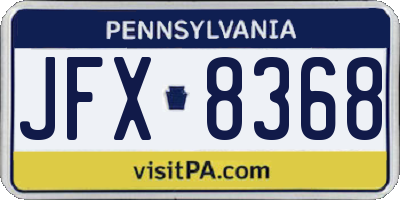 PA license plate JFX8368