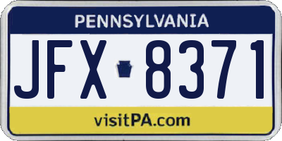 PA license plate JFX8371