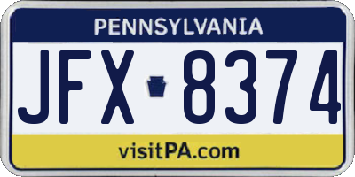 PA license plate JFX8374