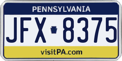 PA license plate JFX8375