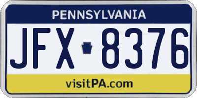 PA license plate JFX8376