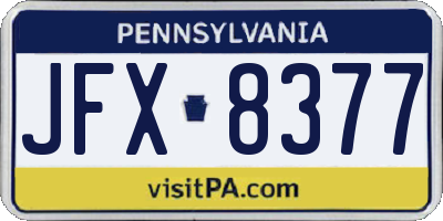 PA license plate JFX8377