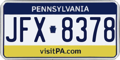 PA license plate JFX8378