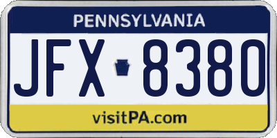 PA license plate JFX8380