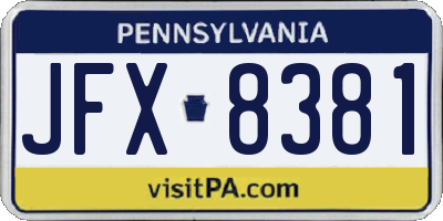 PA license plate JFX8381