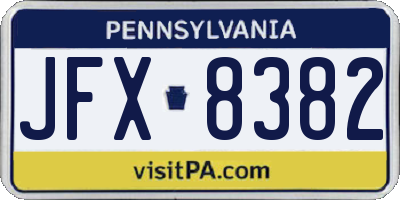 PA license plate JFX8382