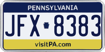 PA license plate JFX8383