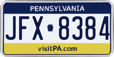 PA license plate JFX8384