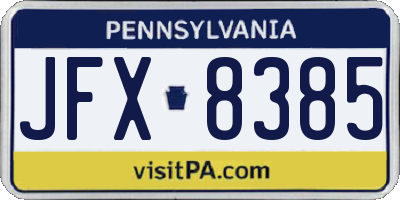 PA license plate JFX8385