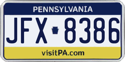 PA license plate JFX8386