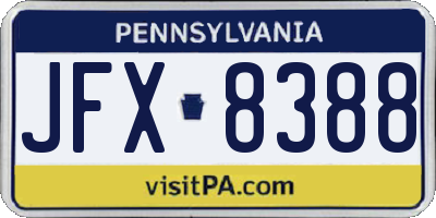 PA license plate JFX8388