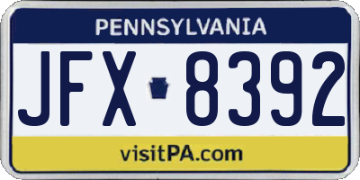 PA license plate JFX8392
