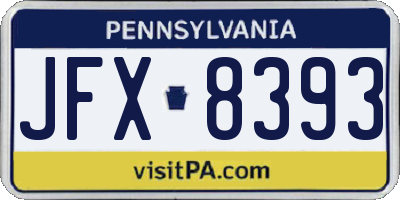 PA license plate JFX8393