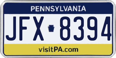 PA license plate JFX8394