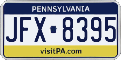 PA license plate JFX8395