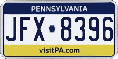 PA license plate JFX8396
