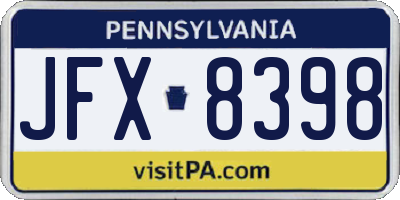 PA license plate JFX8398
