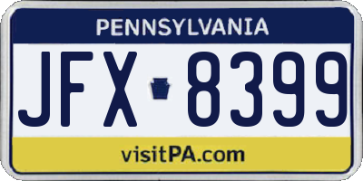PA license plate JFX8399
