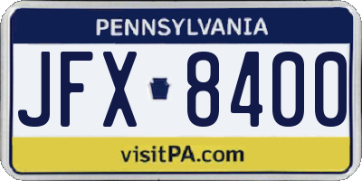 PA license plate JFX8400