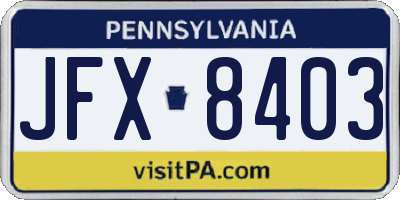PA license plate JFX8403