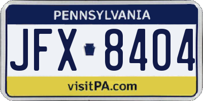 PA license plate JFX8404