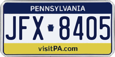 PA license plate JFX8405