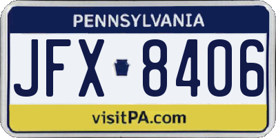 PA license plate JFX8406