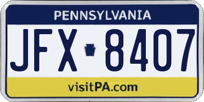 PA license plate JFX8407
