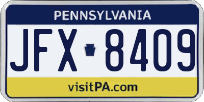 PA license plate JFX8409