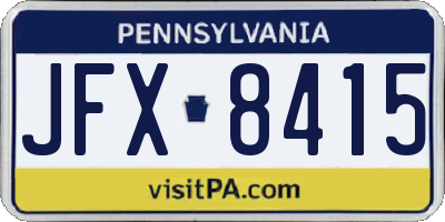 PA license plate JFX8415