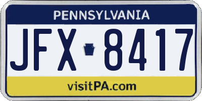 PA license plate JFX8417