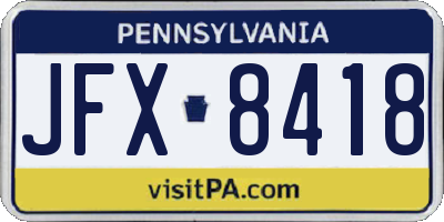 PA license plate JFX8418