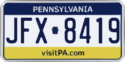 PA license plate JFX8419