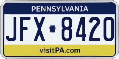 PA license plate JFX8420