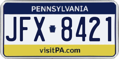 PA license plate JFX8421