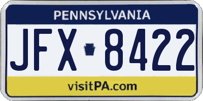 PA license plate JFX8422