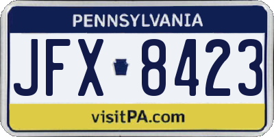 PA license plate JFX8423
