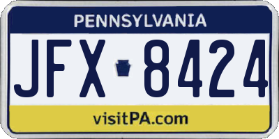 PA license plate JFX8424