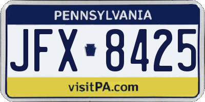 PA license plate JFX8425