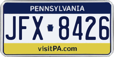 PA license plate JFX8426