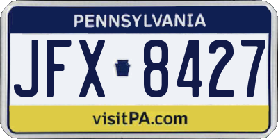 PA license plate JFX8427