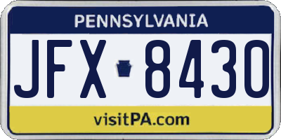 PA license plate JFX8430