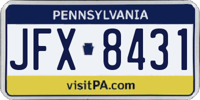 PA license plate JFX8431